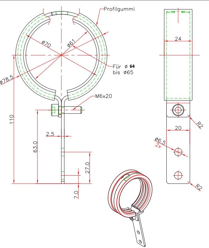 Houder H13 w. Rubber hoes (zwart) voor Borosili